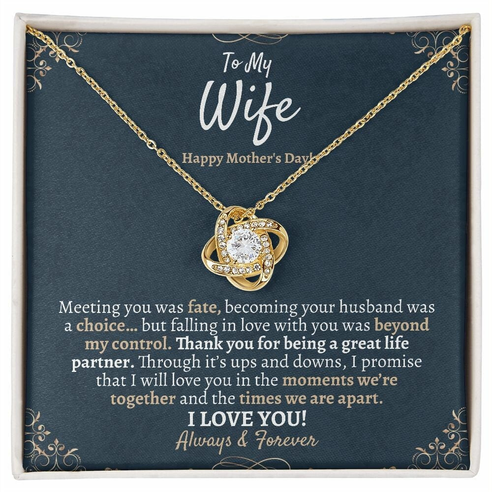 Wife Mothers Day Love Knot Necklace, Mothers Day Necklace for Wife, To My Wife Mothers Day Jewelry Gift, Best Mothers Day Gift from Husband