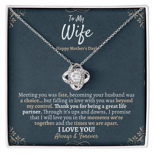 Wife Mothers Day Love Knot Necklace, Mothers Day Necklace for Wife, To My Wife Mothers Day Jewelry Gift, Best Mothers Day Gift from Husband