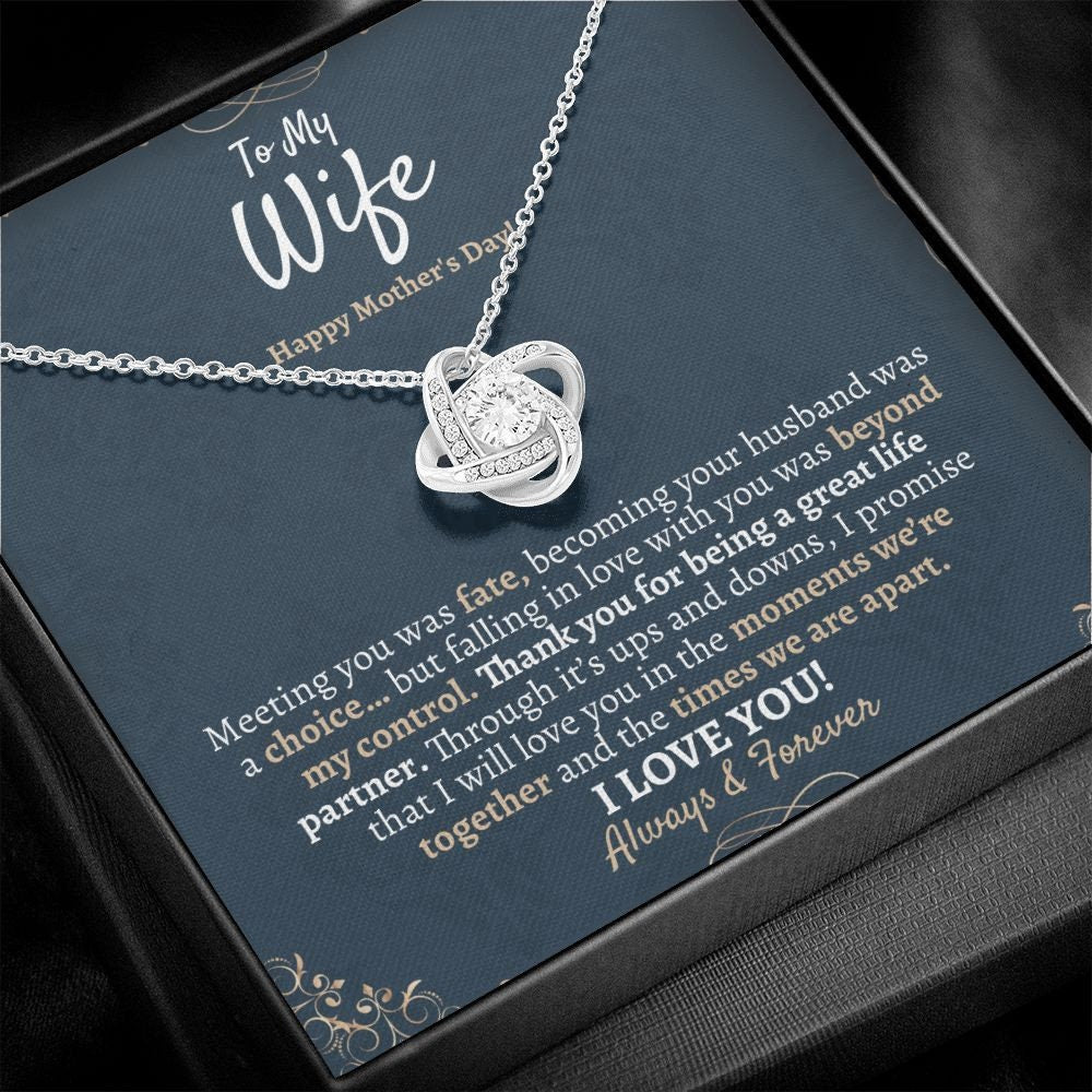 Wife Mothers Day Love Knot Necklace, Mothers Day Necklace for Wife, To My Wife Mothers Day Jewelry Gift, Best Mothers Day Gift from Husband