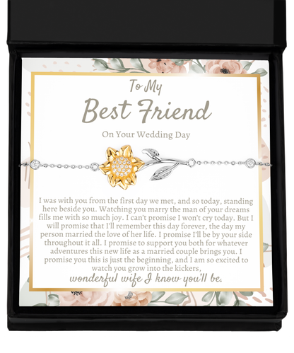 Best Friend Wedding Gift, Sunflower Bracelet for Bride, Bride Gift from Maid of Honor, Best Friend Gift on Her Wedding Day, Bestie Wedding