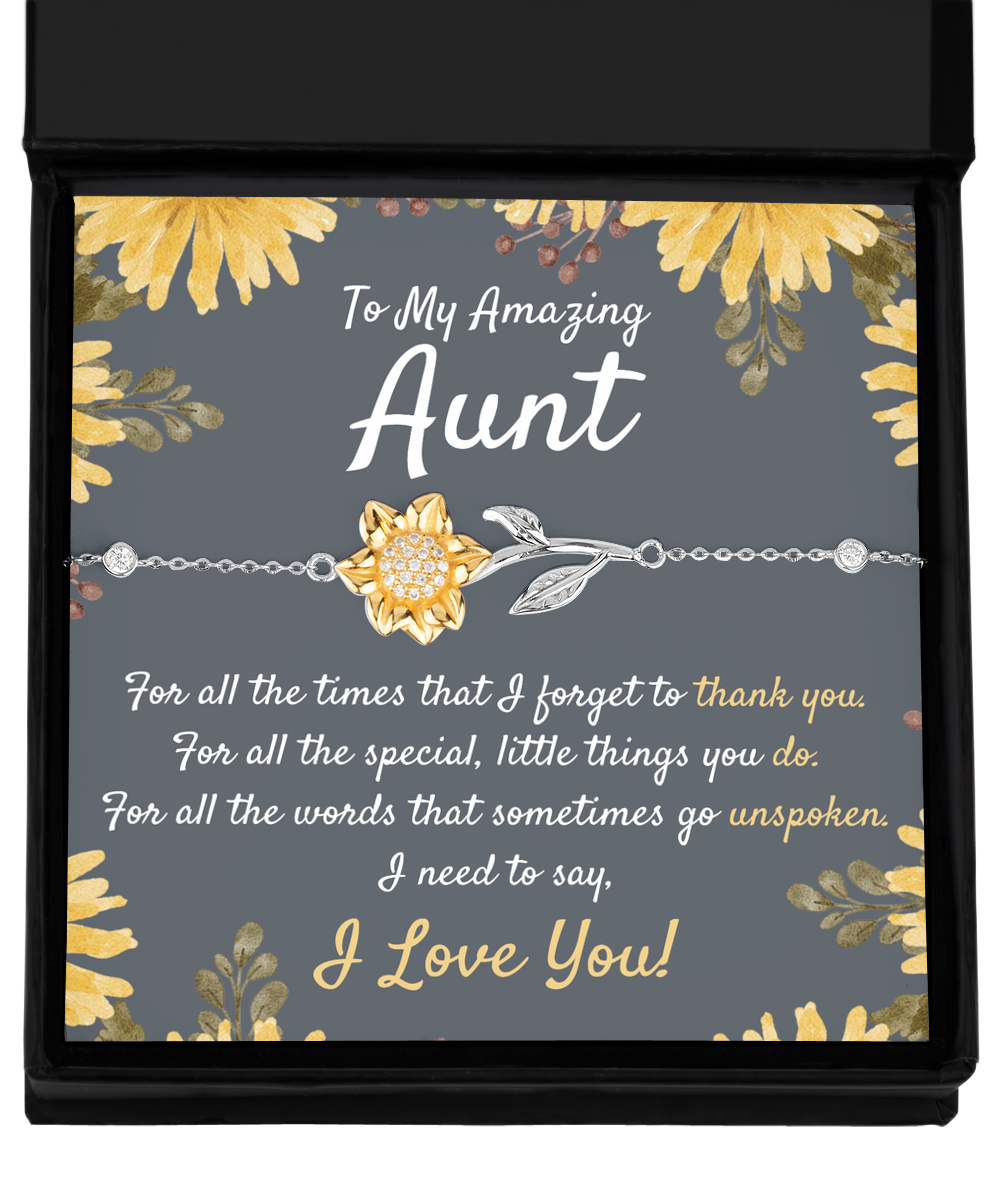 To My Aunt Sunflower Bracelet, Aunt Christmas Gift, Birthday Gift for Aunt from Niece & Nephew, Sentimental Aunt Gift