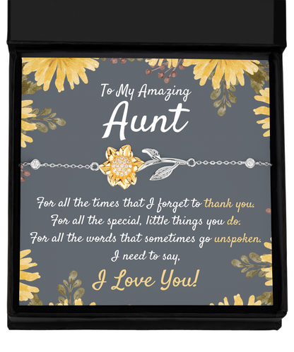 To My Aunt Sunflower Bracelet, Aunt Christmas Gift, Birthday Gift for Aunt from Niece & Nephew, Sentimental Aunt Gift