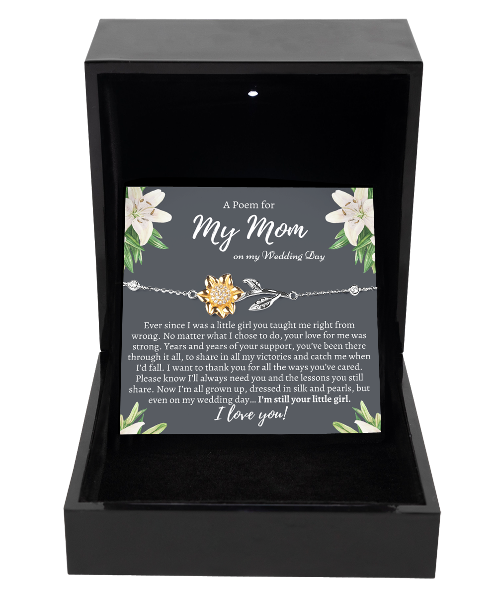 To My Mother on my wedding day, Mother of the Bride Gift from Daughter, Mom Wedding Gift, Sunflower Bracelet