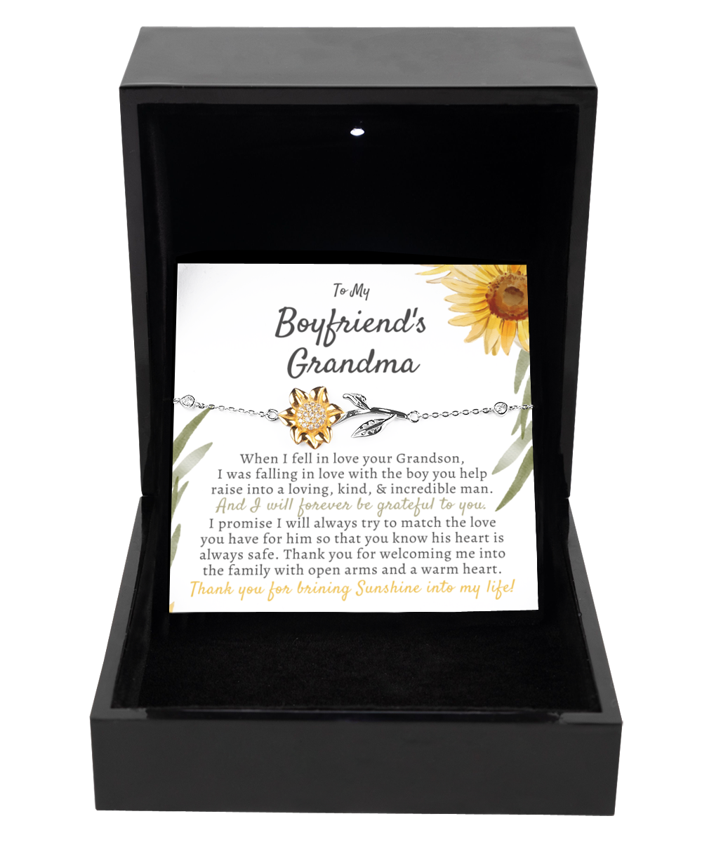 To My Boyfriends Grandma, Boyfriend Grandmother Gift, Sunflower Bracelet, Birthday, Mothers Day