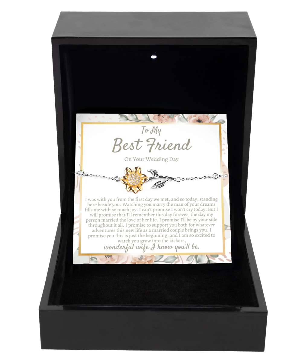 Best Friend Wedding Gift, Sunflower Bracelet for Bride, Bride Gift from Maid of Honor, Best Friend Gift on Her Wedding Day, Bestie Wedding