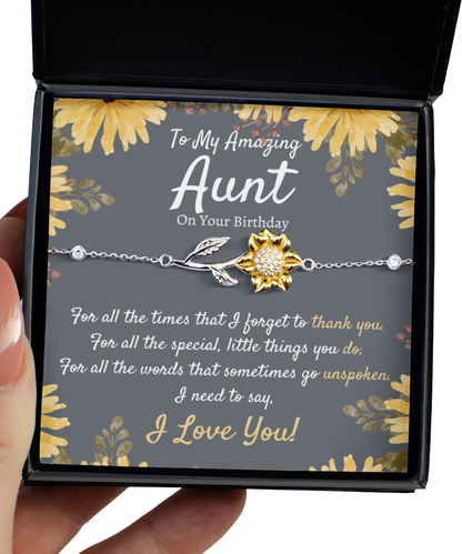 Birthday Gift for Aunt, Sunflower Bracelet, Aunt Birthday Gift, Unique Aunt Gift, Meaningful Jewelry for Aunt