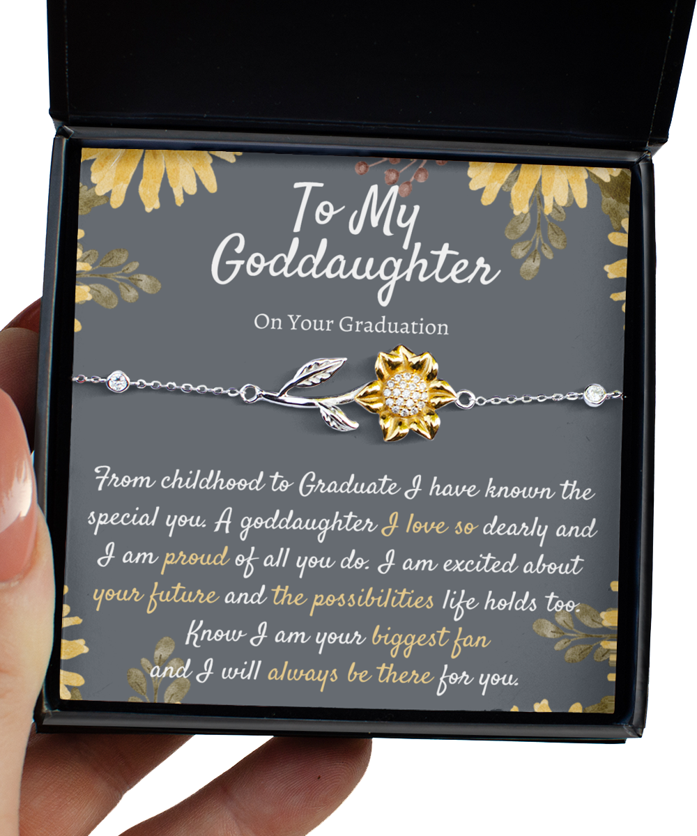 Goddaughter Graduation Gift, Sunflower Bracelet, Meaningful Goddaughter Gift, Gift from Godmother, Unique Gift for Goddaughter Graduation