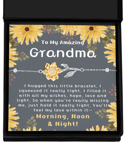 To My Amazing Grandma, Long Distance Grandma Gifts, 925 Sterling Silver Sunflower Bracelet, A Thoughtful Gift Grandma, Grandma Birthday Gift, Grandma Gifts Ideas