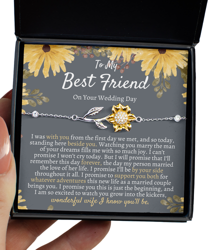 Best Friend Wedding Gift, Sunflower Bracelet for Bride, Bride Gift from Maid of Honor