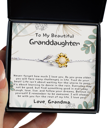 Meaningful Gift for Granddaughter, Sunflower Bracelet for Granddaughter