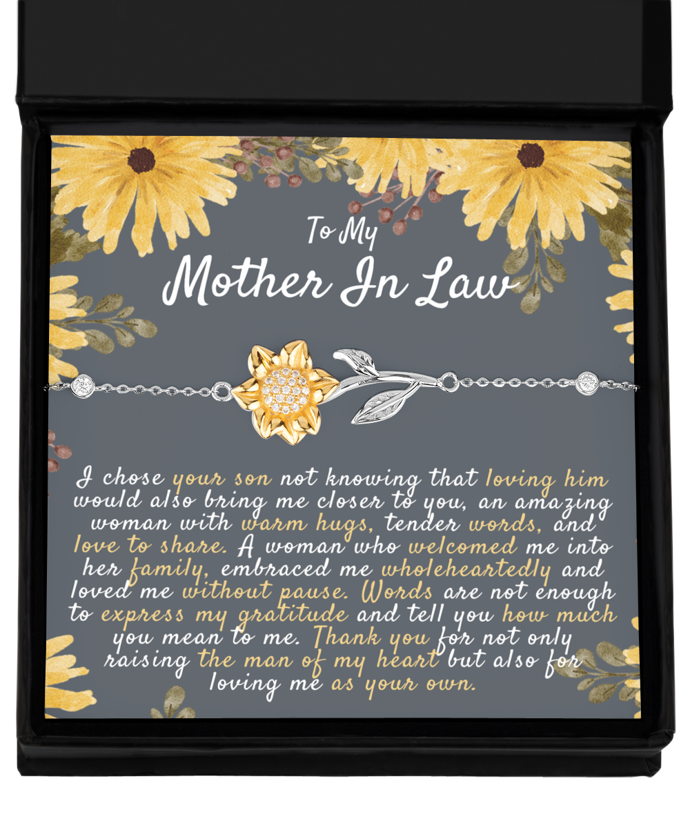 Mother in Law Gifts From Daughter in Law Bracelet Gift For Husbands Mom Christmas Mothers Day Birthday Wedding Gifts to Bonus Mom Jewelry Message Card Gift Box