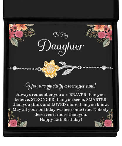 Gift for 13 Year Old Girl Gifts, 13th Birthday Girl, 13th Birthday Gift, Thirteenth Birthday Bracelet Silver 925, Teen Birthday Gift Official Teenager