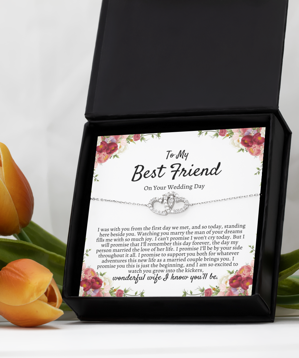 Best Friend Wedding Gift, Interlocking Bracelet for Bride, Bride Gift from Maid of Honor, Best Friend Gift on Her Wedding Day, Bestie Wedding, Silver 925