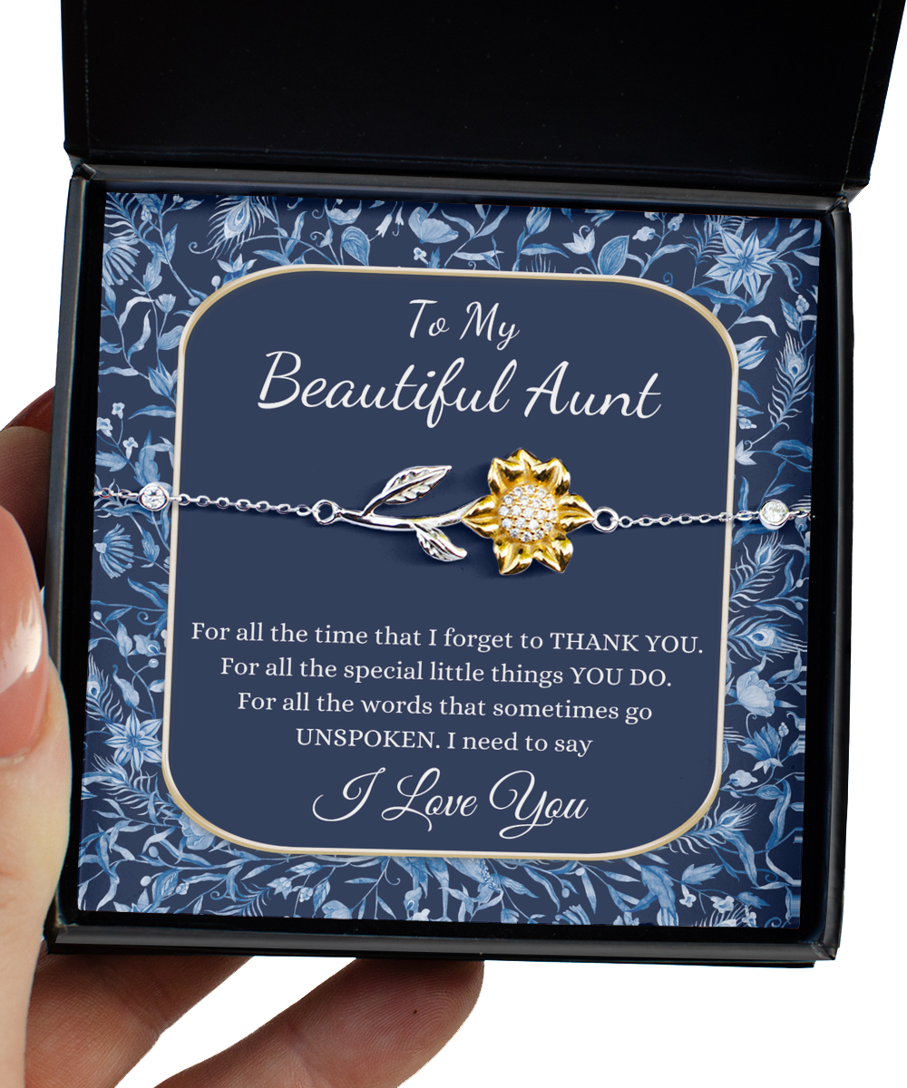 To My Beautiful Aunt Sunflower Bracelet, Gift for Aunt, Birthday Gift, Niece Aunt Gift