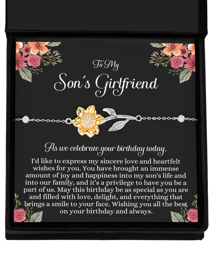 Sons Girlfriend Gift, Sunflower Bracelet, Meaningful Gift for Sons Girlfriend, Best Gift, Birthday Gift, Christmas Gift, Jewelry Gift Box