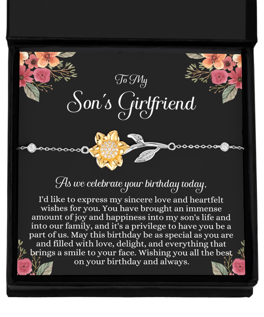 Sons Girlfriend Gift, Sunflower Bracelet, Meaningful Gift for Sons Girlfriend, Best Gift, Birthday Gift, Christmas Gift, Jewelry Gift Box