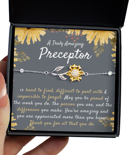 Gift For Preceptor, Preceptor Appreciation Gift, A Truly Amazing Preceptor Gift, Preceptor Sunflower Bracelet