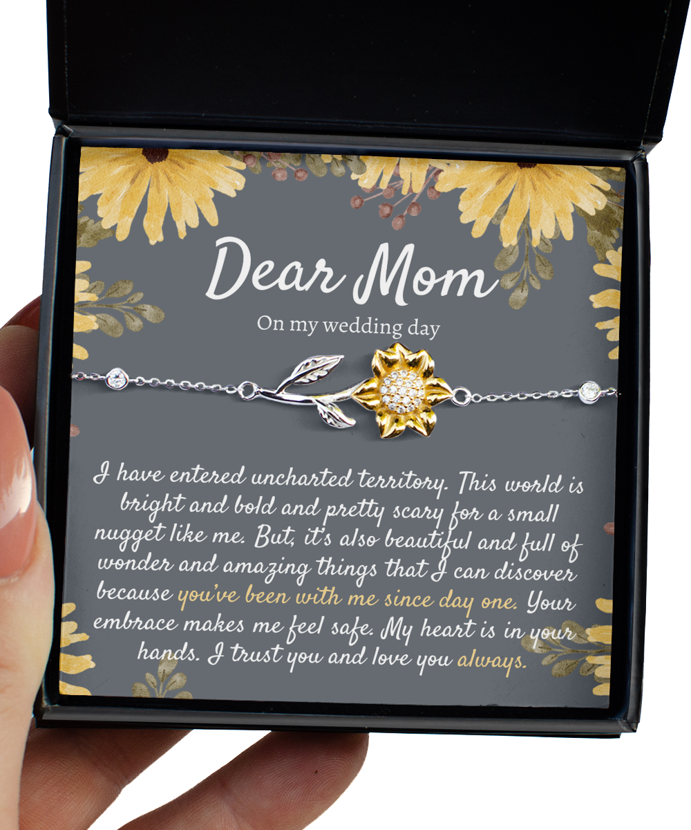 Wedding Day Mom Gift from Bride, Sunflower Bracelet, Mother of the Bride Gift from Daughter, Meaningful Gift for Mom