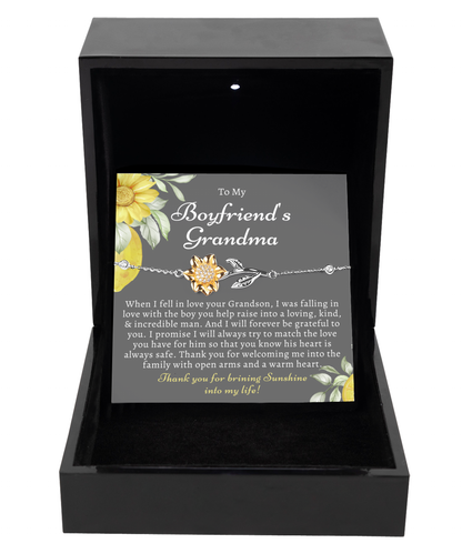 To My Boyfriends Grandma, Boyfriend Grandmother Gift, Sunflower Bracelet, Birthday, Mothers Day