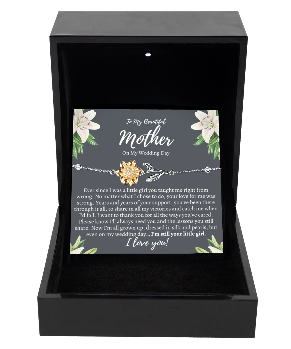 To My Mother on my wedding day, Mother of the Bride Gift from Daughter, Mom Wedding Gift, Sunflower Bracelet