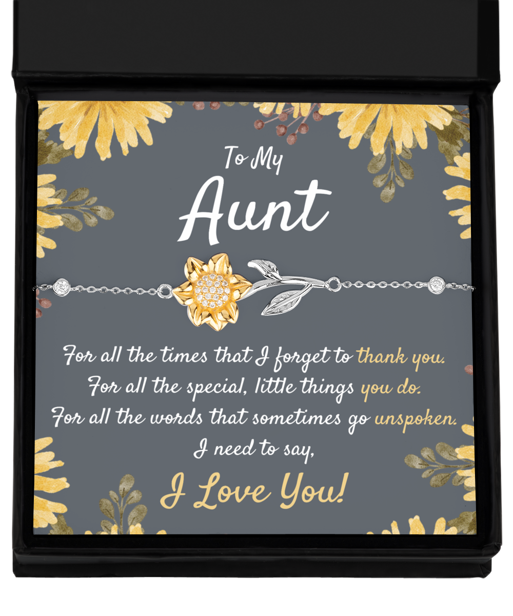 Gift for Aunt, Sunflower Bracelet, Aunt Christmas Gifts, Birthday Gift for Aunt from Niece, Sentimental Aunt Gift, Special Unique Aunt Gift