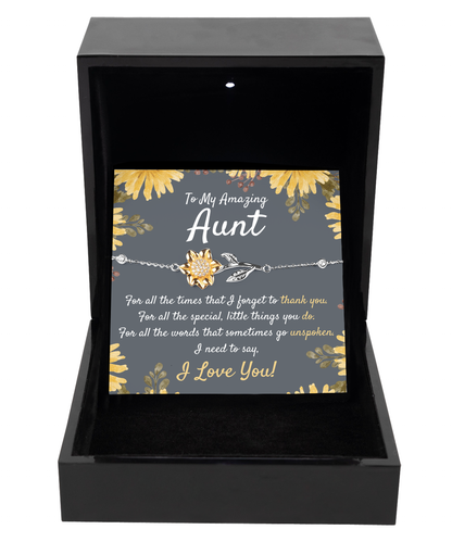 To My Aunt Sunflower Bracelet, Aunt Christmas Gift, Birthday Gift for Aunt from Niece & Nephew, Sentimental Aunt Gift