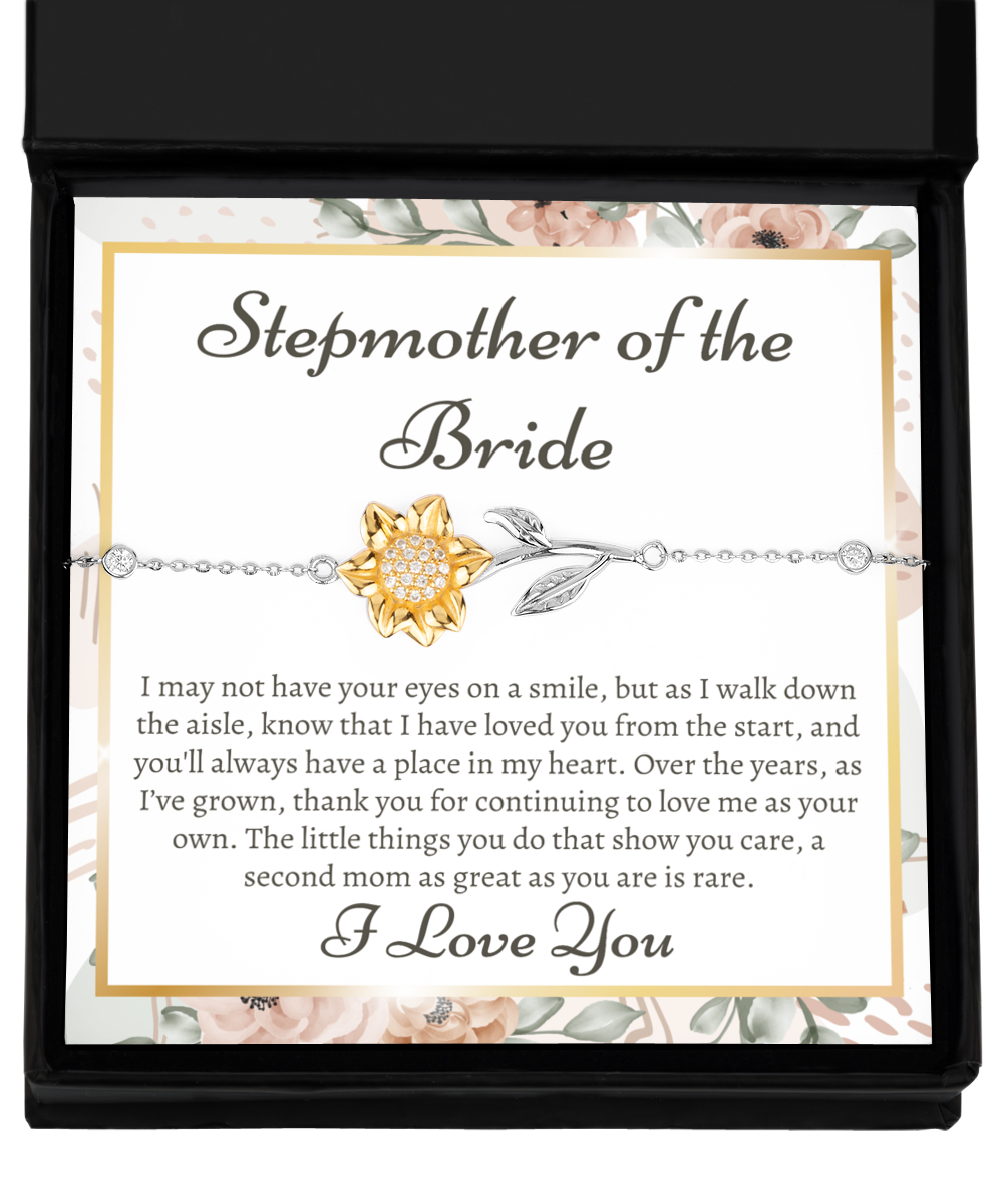 Sunflower Bracelet for Stepmother of the Bride - Wedding Gifts, Step-Mom of the Bride Gift Ideas, Gifts for Step Mother of the Bride