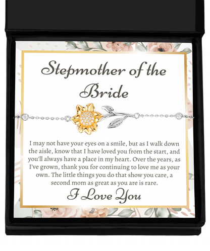 Sunflower Bracelet for Stepmother of the Bride - Wedding Gifts, Step-Mom of the Bride Gift Ideas, Gifts for Step Mother of the Bride