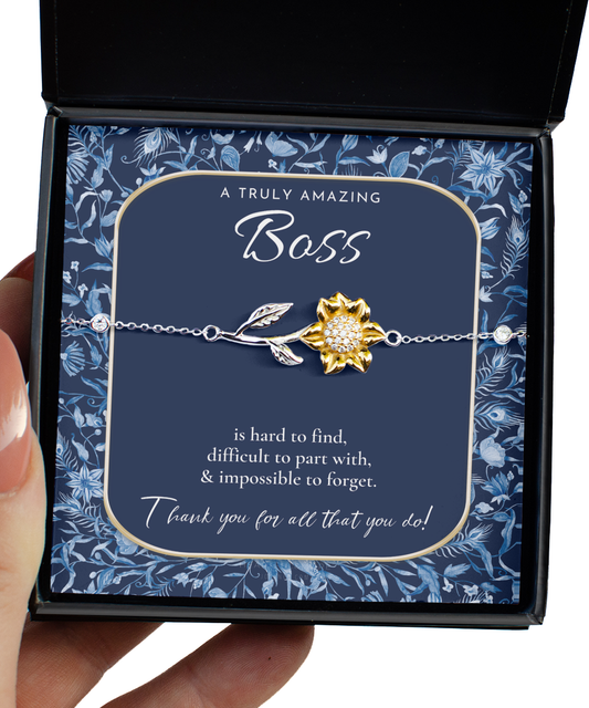 Boss Gift, Sunflower Bracelet for Boss, Gift for Female Boss, Girl Boss, Boss Lady, Thank You Gift, A Truly Amazing Boss Gift, Best Boss