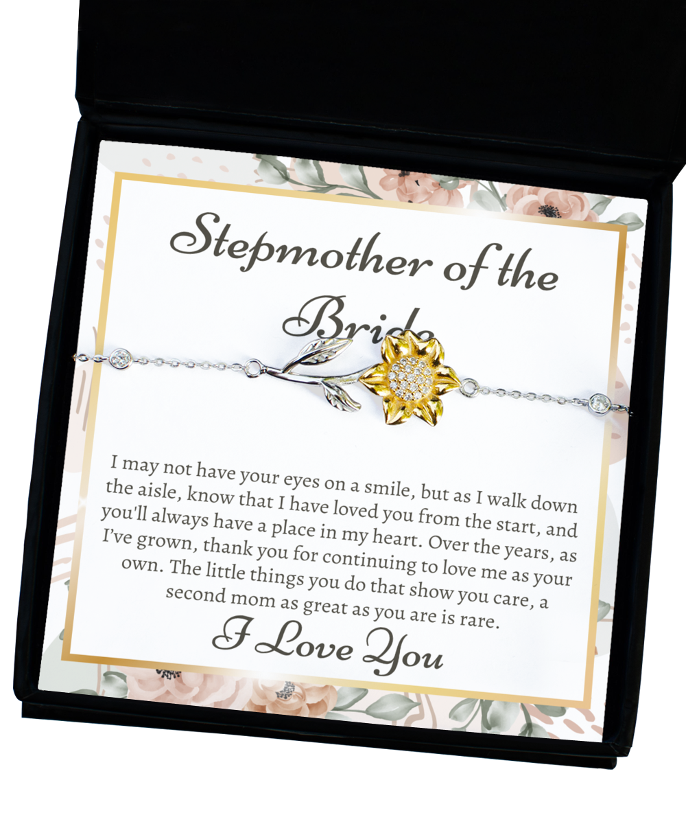 Sunflower Bracelet for Stepmother of the Bride - Wedding Gifts, Step-Mom of the Bride Gift Ideas, Gifts for Step Mother of the Bride