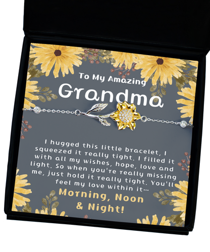 To My Amazing Grandma, Long Distance Grandma Gifts, 925 Sterling Silver Sunflower Bracelet, A Thoughtful Gift Grandma, Grandma Birthday Gift, Grandma Gifts Ideas