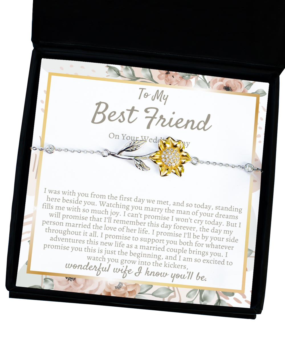 Best Friend Wedding Gift, Sunflower Bracelet for Bride, Bride Gift from Maid of Honor, Best Friend Gift on Her Wedding Day, Bestie Wedding