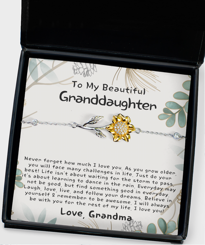 Meaningful Gift for Granddaughter, Sunflower Bracelet for Granddaughter