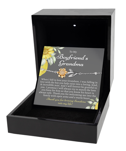 To My Boyfriends Grandma, Boyfriend Grandmother Gift, Sunflower Bracelet, Birthday, Mothers Day