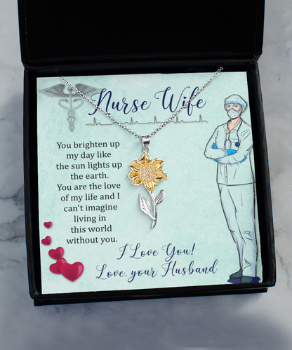 Nurse Wife Gift, Gift for Nurse Wife, Nurse Wife Birthday Gift, Anniversary Gift, Sunflower Necklace