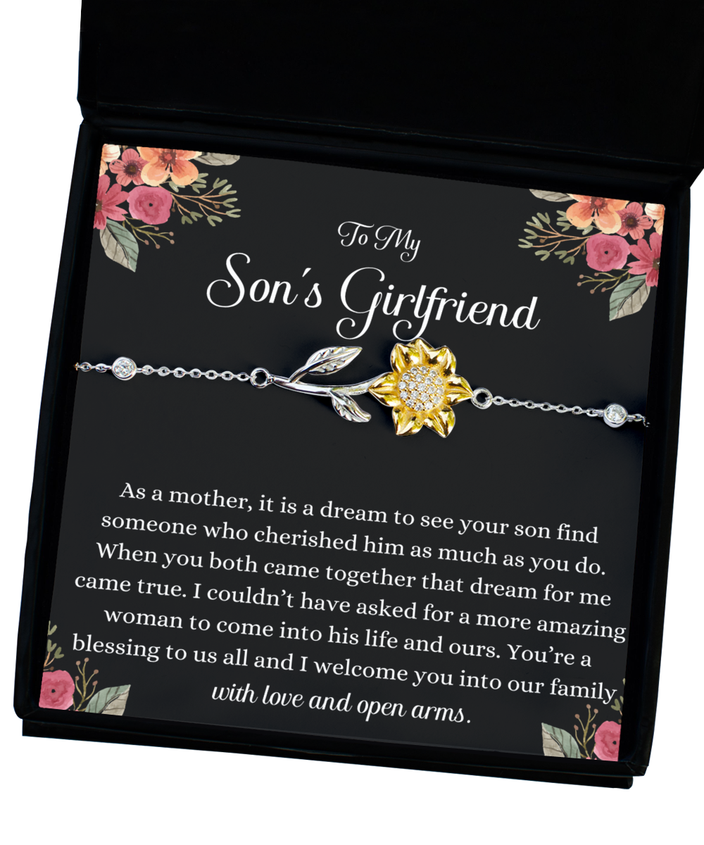 Sons Girlfriend Gift, Sunflower Bracelet, Meaningful Gift for Sons Girlfriend, Best Gift, Birthday Gift, Christmas Gift, Jewelry Gift Box