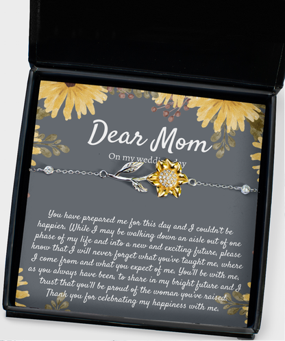 Gift for Mom from Bride on Wedding Day, Wedding Day Gift for Mom from Bride, Bride to Mom Sunflower Bracelet Gift, Mother of the Bride Gift