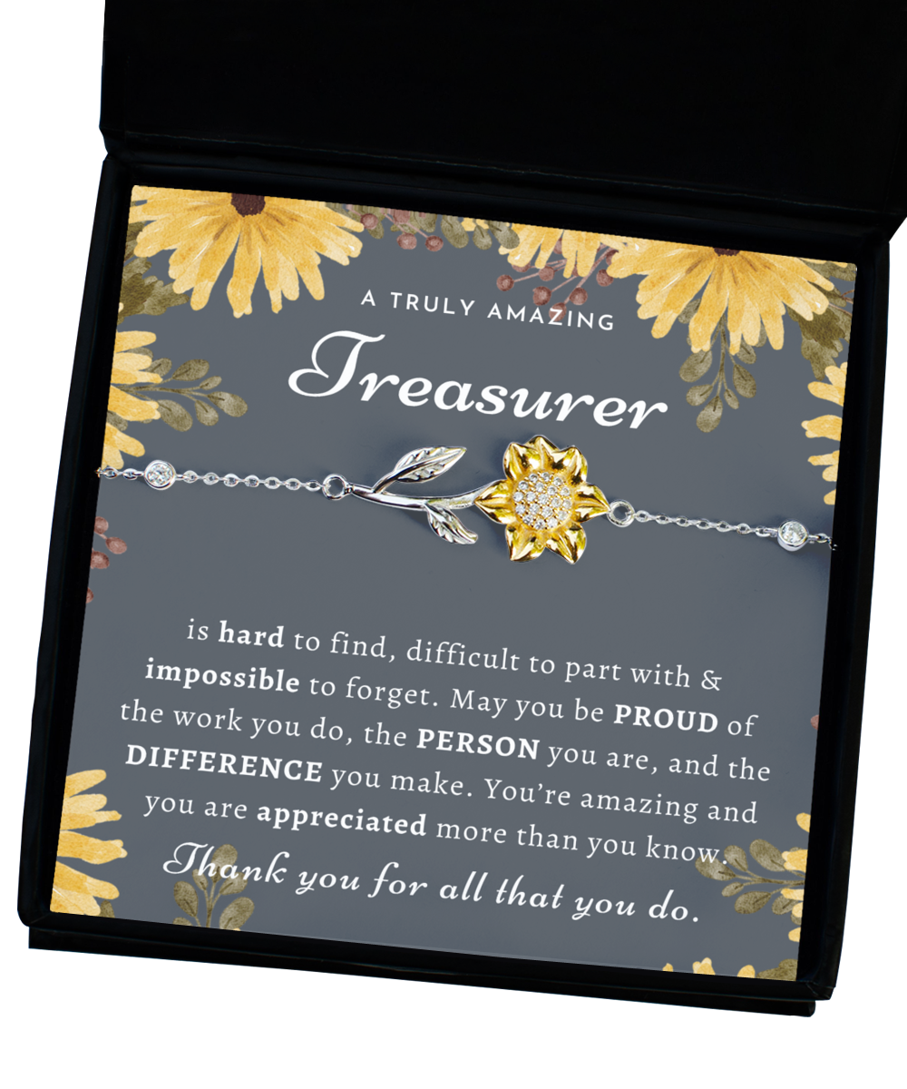 Gift For Female Treasurer, Treasurer Gift, Treasurer Appreciation Gift, Birthday, Sunflower Bracelet