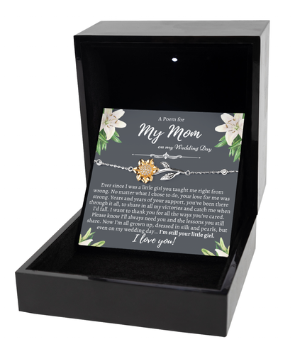 To My Mother on my wedding day, Mother of the Bride Gift from Daughter, Mom Wedding Gift, Sunflower Bracelet