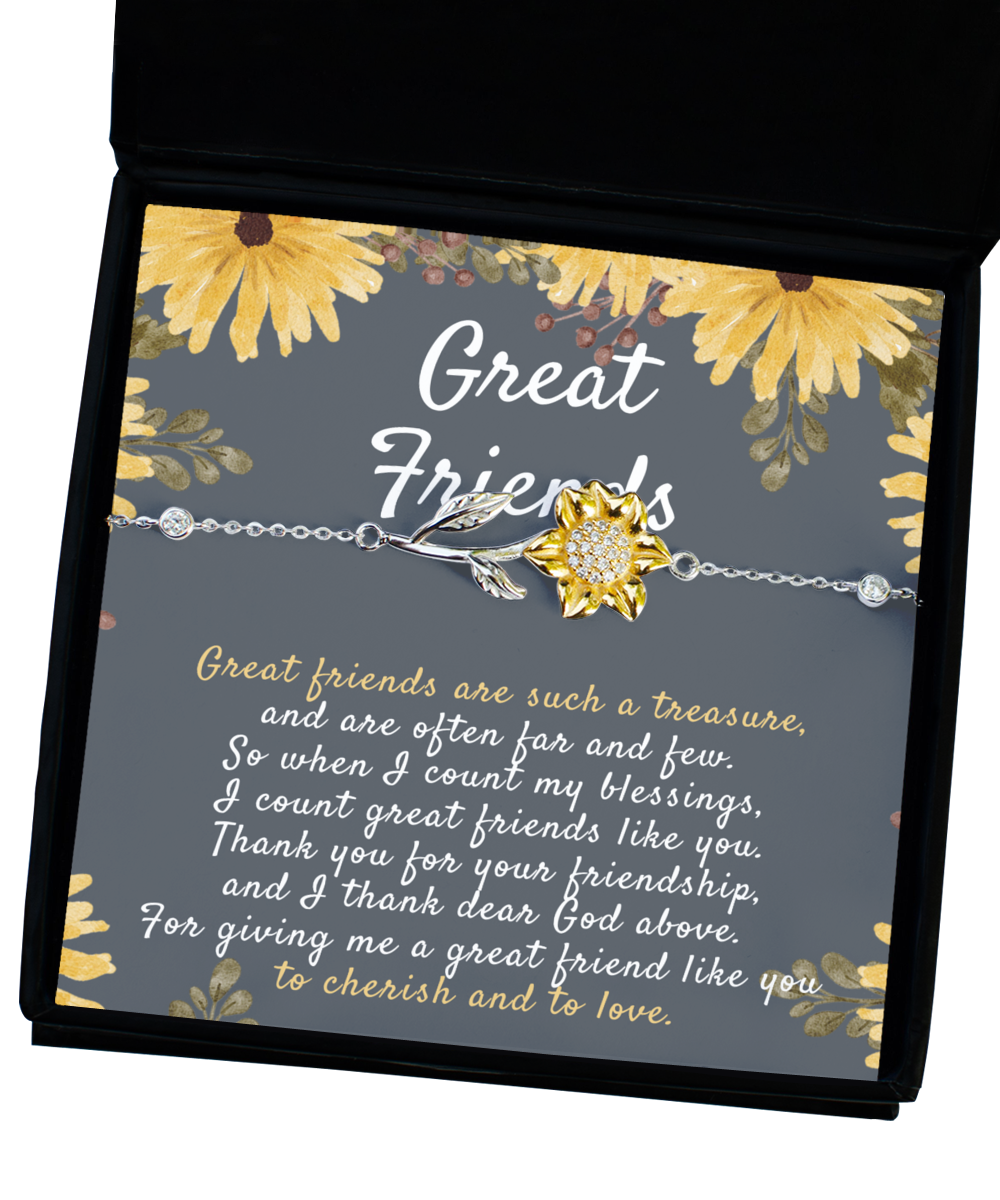 Great Friends Gift, Best Friend Gift, Friendship Gift for Best Friend, Silver 925, Sunflower Bracelet