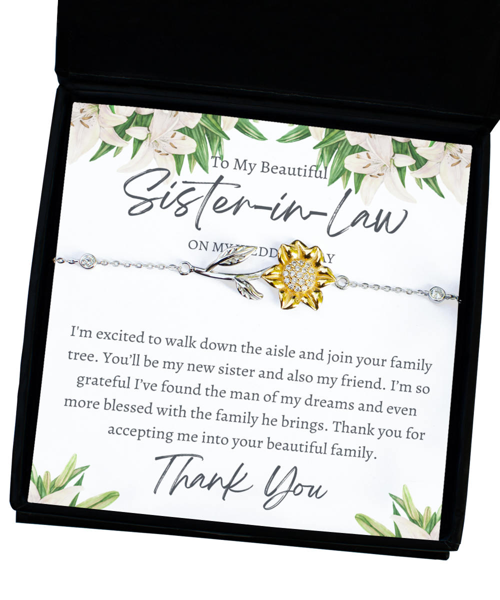 Sunflower Bracelet for Sister-in-Law on My Wedding | Handmade Jewelry Gift | Bridal Party Accessories