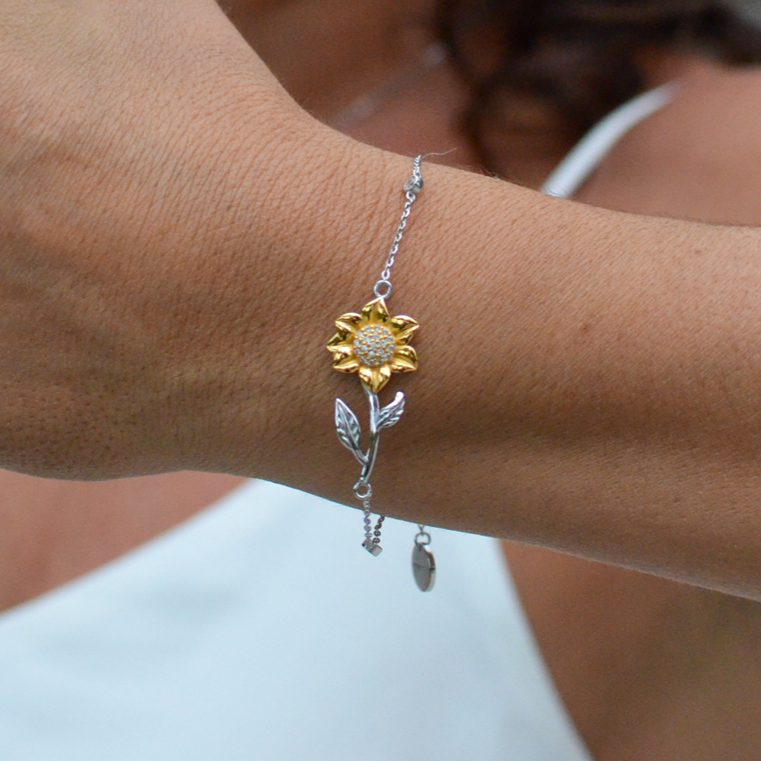 Sunflower Bracelet, You are my sunshine, Gift for Her, Sunflower Jewelry Gift for Her, Sunshine Jewelry, Silver 925 Handmade, Unique Gift