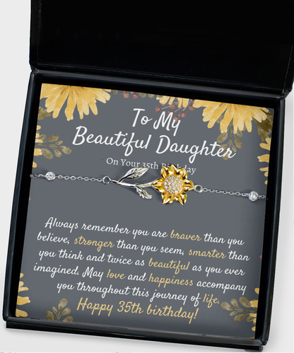 Daughter 35th Birthday Gift, Sunflower Bracelet, Meaningful Birthday Gift for Daughter from Mom, Dad