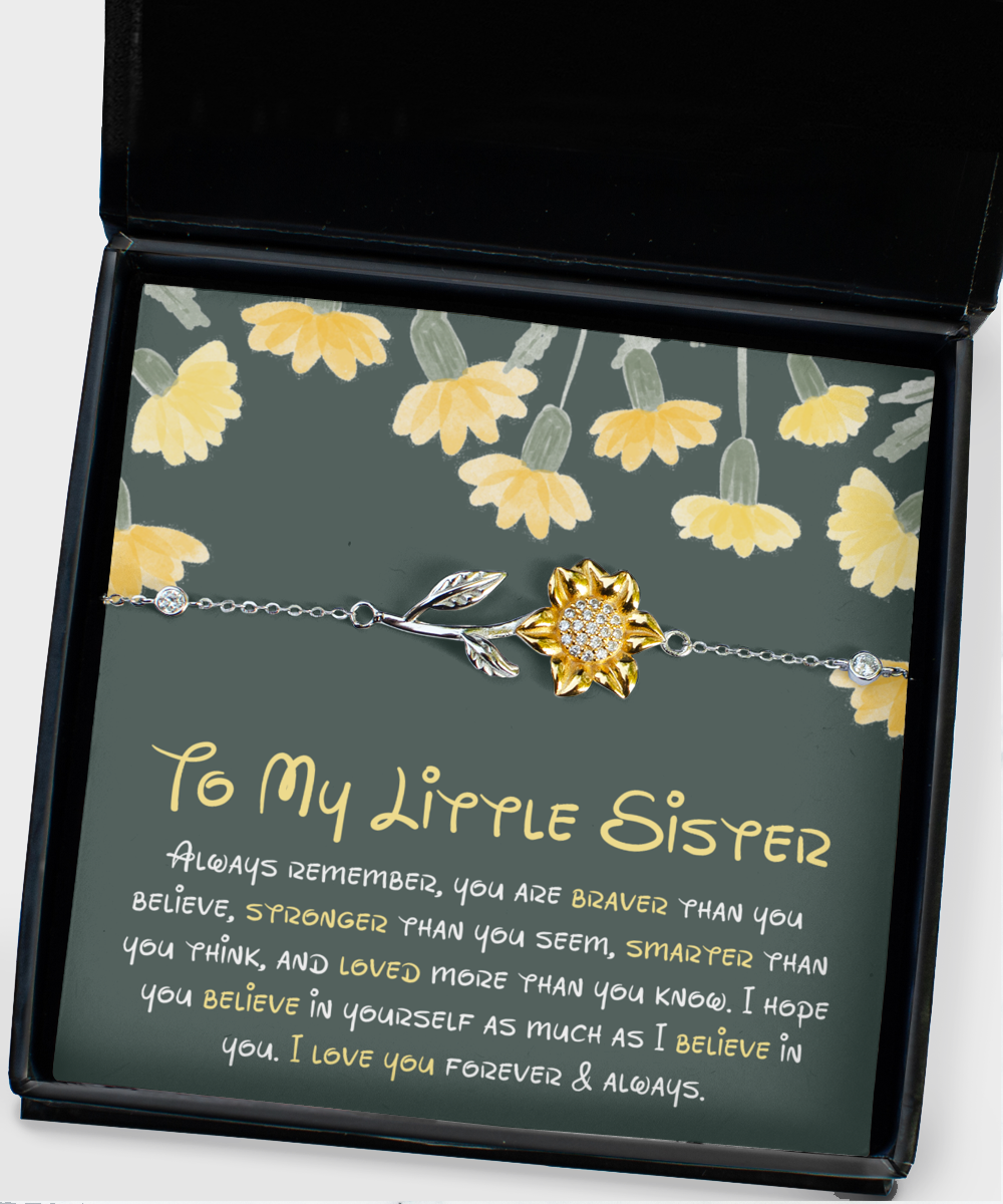 Little Sister Birthday Gift, Little Sister Gift from Big Sister, Little Sister Gift from Brother, Sunflower Bracelet, To My Little Sister