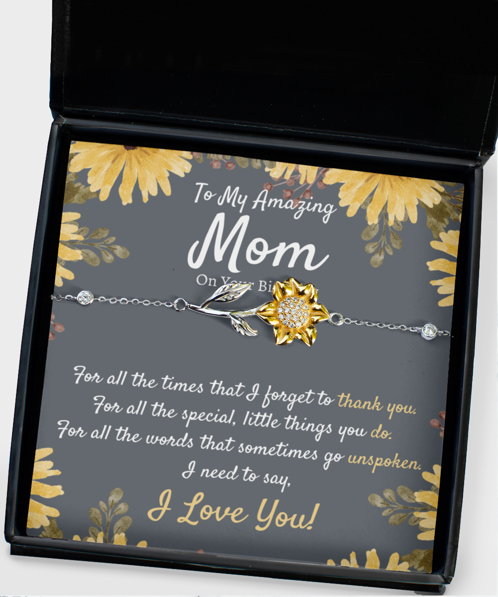 Birthday Gift for Mom, Sunflower Bracelet, Mom Birthday Gift, Mom Gift on Mothers Day, Unique Mom Gift, Meaningful Mom Jewelry