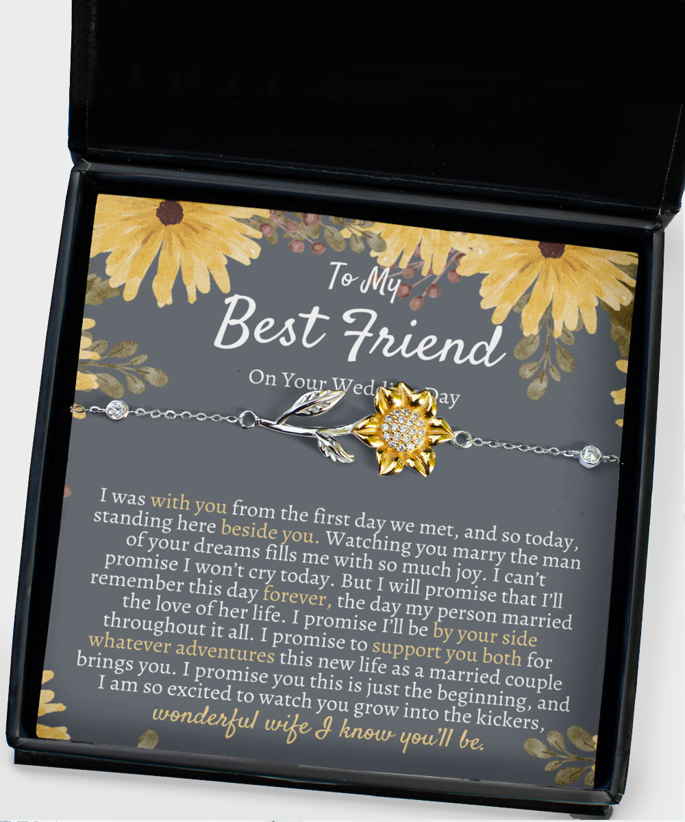 Best Friend Wedding Gift, Sunflower Bracelet for Bride, Bride Gift from Maid of Honor