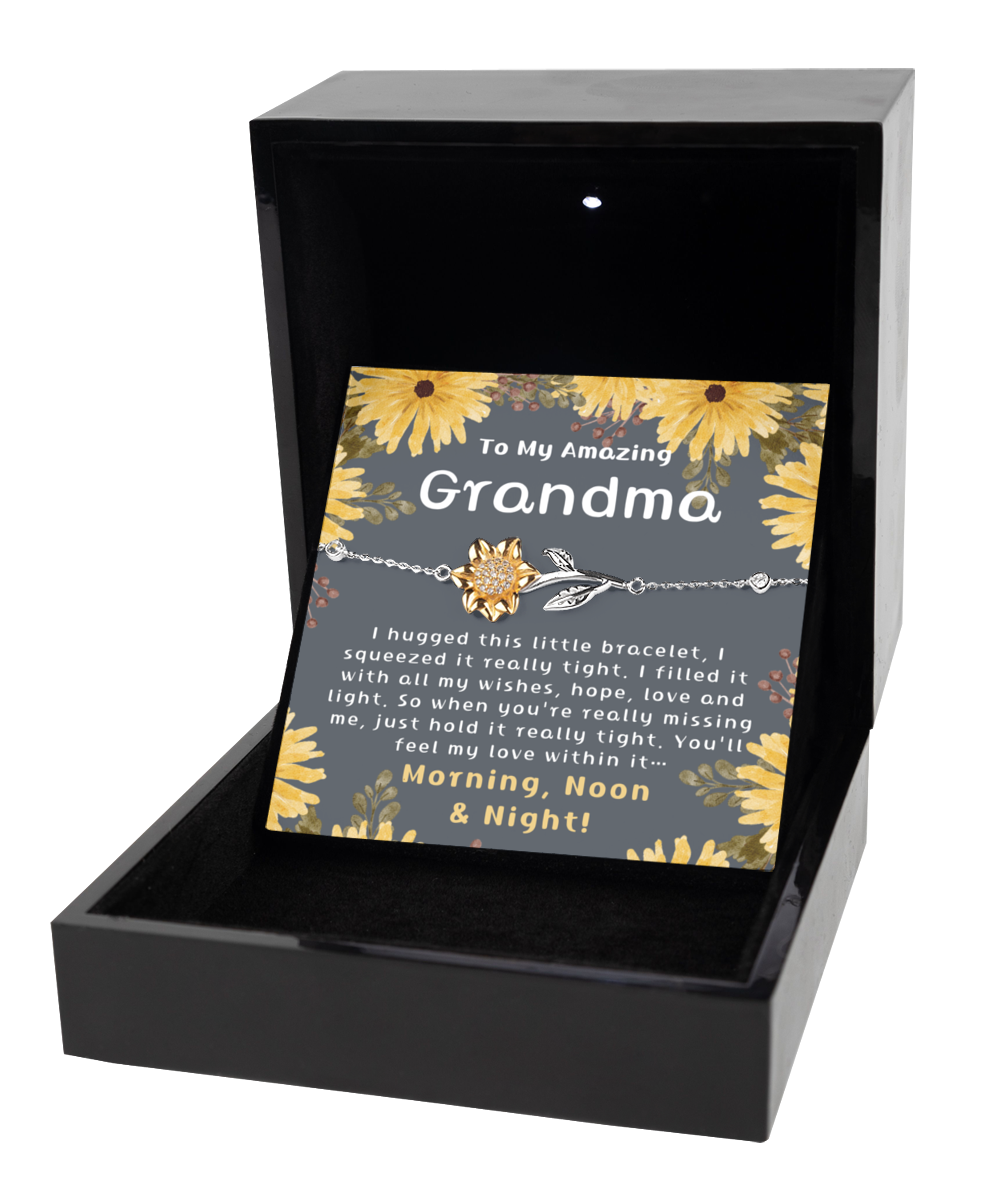 To My Amazing Grandma, Long Distance Grandma Gifts, 925 Sterling Silver Sunflower Bracelet, A Thoughtful Gift Grandma, Grandma Birthday Gift, Grandma Gifts Ideas