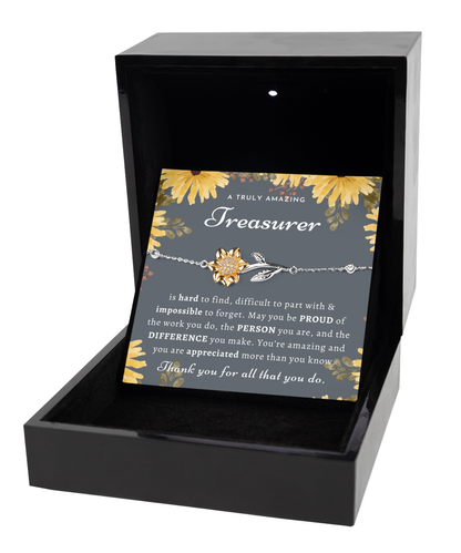 Gift For Female Treasurer, Treasurer Gift, Treasurer Appreciation Gift, Birthday, Sunflower Bracelet