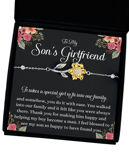 Sons Girlfriend Gift, Sunflower Bracelet, Meaningful Gift for Sons Girlfriend, Best Gift, Birthday Gift, Christmas Gift