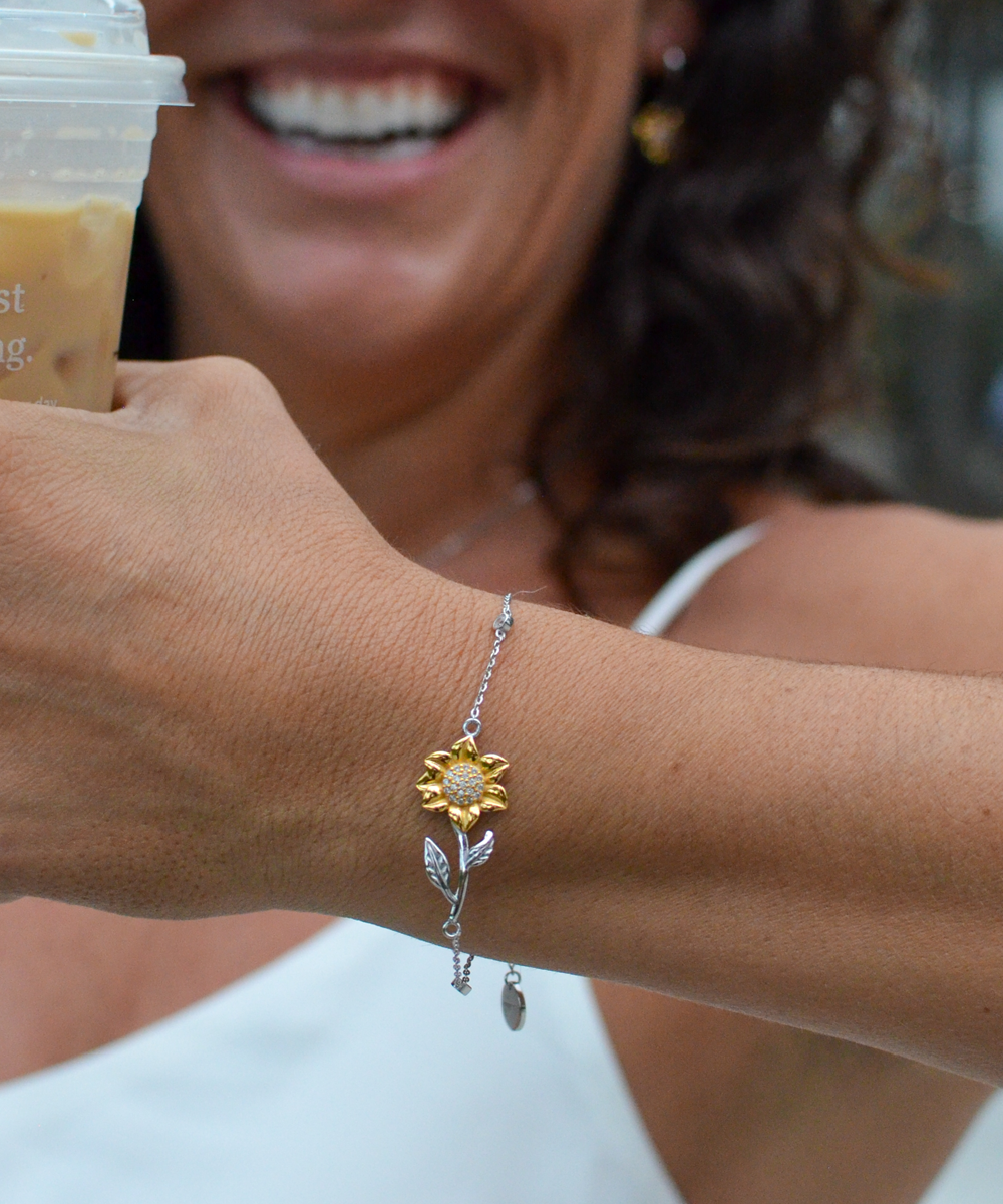 To My Granddaughter on Her Wedding Day, Granddaughter Wedding Gift from Grandma, Sunflower Bracelet, Silver 925, Heartfelt Gift for Granddaughter